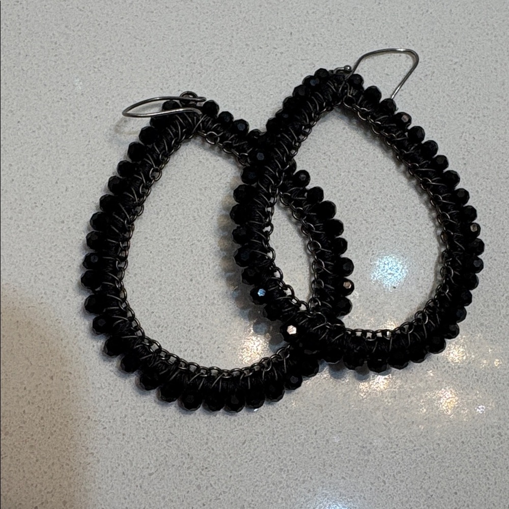 Elegant Black Beaded Earrings